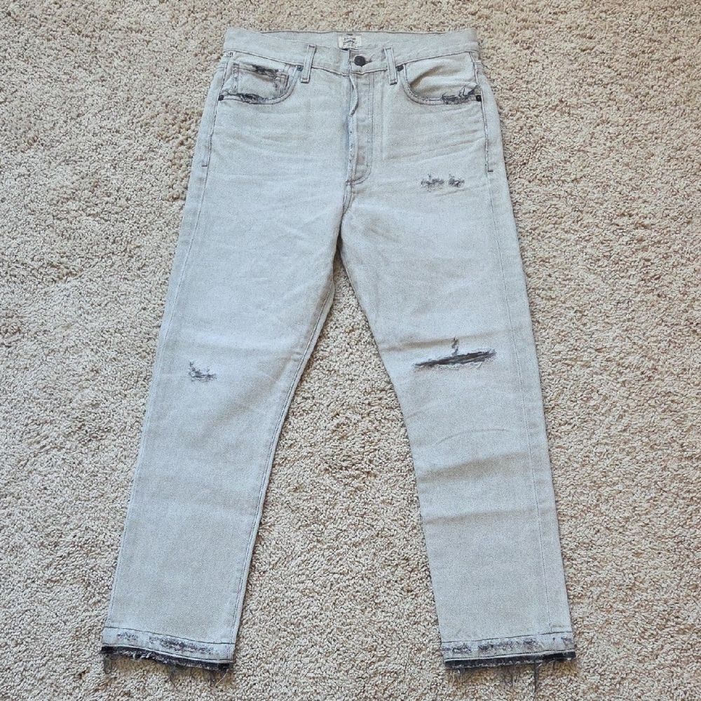 Citizens Of Humanity Rocket High Rise Skinny Jeans Distressed Light Gray